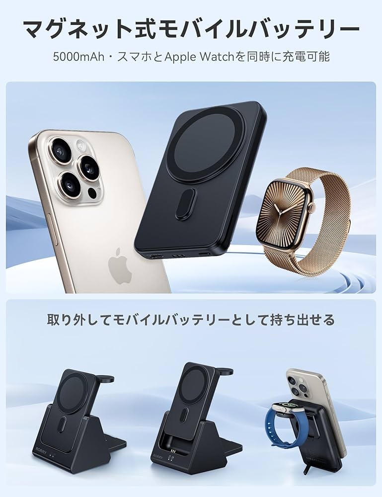 AirPods with Charging Case モバイルバッテリーセット Amazon.co.jp: 【20Wアダプター付 5000mAh 4in1 ワイヤレス充電